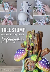 Mushrooms Tree Stump Fairy House DIY Idea: Easy, Cheap & Useful