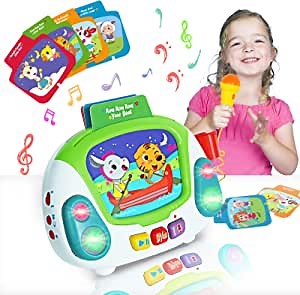 HISTOYE Musical Toys for Toddlers Karaoke Machine Kid Jukebox Toddler Karaoke Microphone Toy Music Player with Recording Voice Changing Singing Toys Age 1 2 3 4 5 Year Old Girls Boy Best Gifts
