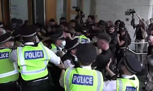 Crowds of protestors try to storm MHRA building