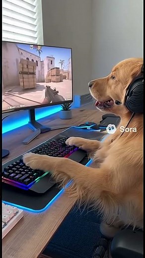 The dog playing computer#csgo #dog #ai #sora2 #shorts