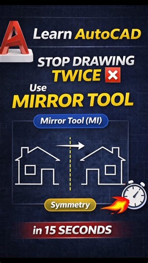 Autocad Mirror Tool | Make perfect dymmetry #shorts #Autocad