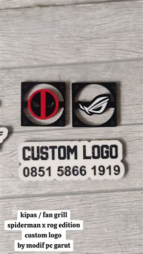 kipas / fan grill spiderman x rog edition custom logo by modif pc garut