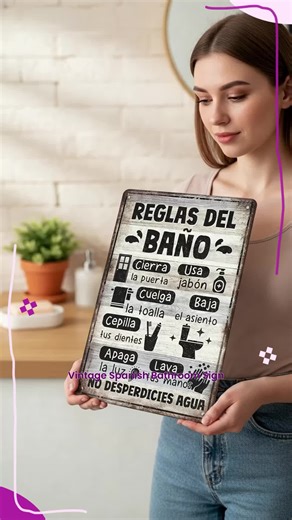 Spanish Bathroom Rules Decorative Iron Sign, Bathroom Decorations, Vintage Farmhouse Style, Rust-Resistant Metal Plaque, 8x12 Inches, Model Xinghao Tya42313