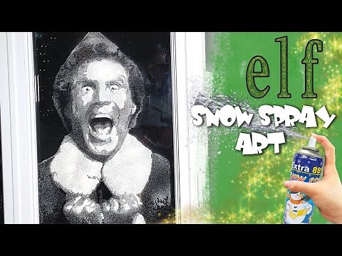 ELF MOVIE Snow Spray Window ART! Using Handmade Stencils!