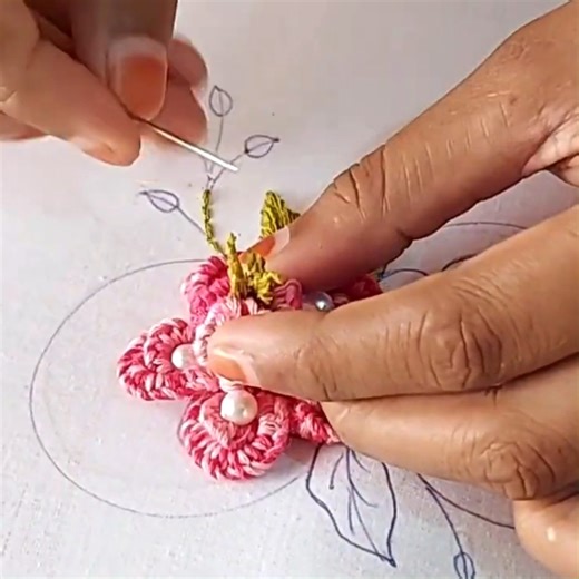 6.1K views · 52 reactions | Easy Hand Embroidery 3D Flower Tutorial #embroidery #needlework #stitch | Hand Embroidery Teaching | Facebook