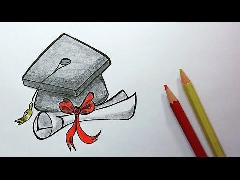 تعليم الرسم رسم قبعة التخرج و شهادة التخرج رسم سهل للمبتدئين خطوة بخطوة How To Draw A Graduation Cap