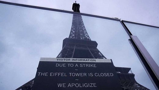 Strike at the Eiffel Tower closes one of the world's most popular monuments to visitors