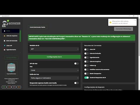 Testando as funcionalidades - AUTOMATIZZE IA