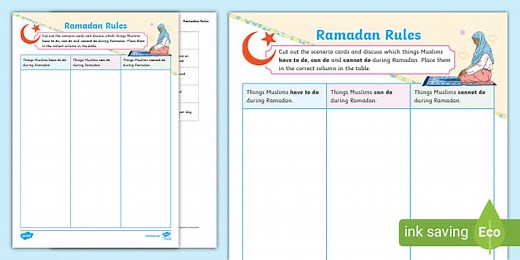 KS2 Ramadan Rules Activity