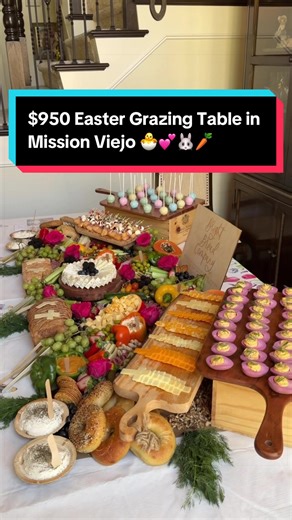 Come with us to make a $950 Easter grazing table in Mission Viejo! 🌸🐣✨ We loved all of the details: 🥚 Deviled eggs 🧀 Cross cheese cutouts 🍡 Pastel cake pops 🥯 Bagels and sandwich station! If you have a spring or summer grazing table coming up, things are getting busy! 🌿☀️ Message us to claim your date at (949) 702-2215 or DM us at @brightbreadco #Easter #missionviejo #GrazingTable #OCEvents #SpringEntertaining