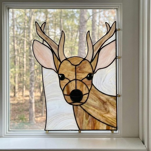 Stained Glass Deer Suncatcher Pattern: Young Buck Template (PDF & PNG) - Etsy