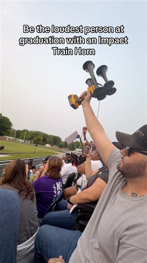 Be the loudest person at graduation with an Impact Train Horn! Available at ImpactTrainHorns.com | Impact Train Horns