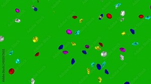 Falling colorful diamonds motion graphics with green screen background