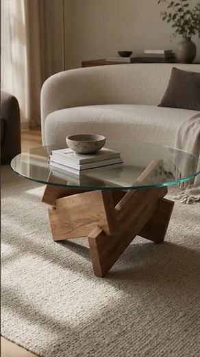 Sculptural Glass Coffee Table for an Airy Modern Living Room ✨ #CoffeeTable #LivingRoomDecor