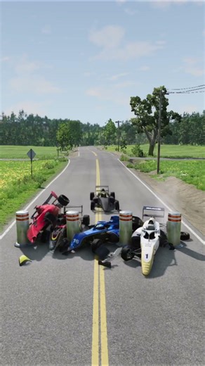 Formula 1 all crashed into bollards#beamngdrive #beamngdrive