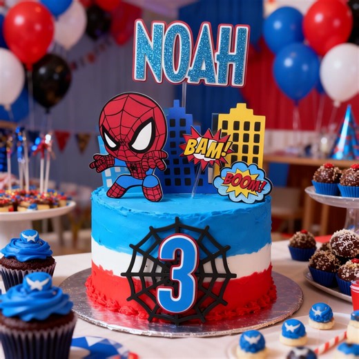 Spiderman Cake Topper | Personalized Spidey Cake Topper | Custom Birthday Party Decoration | Spider Man Cake Decor - Etsy