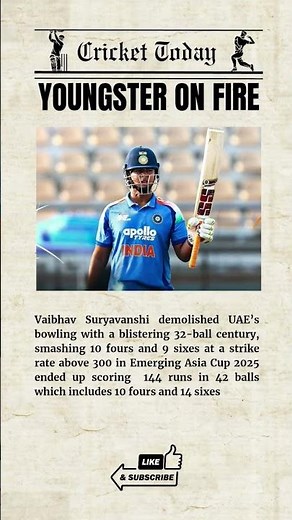 Vaibhav Suryavanshi’s Record Blitz vs UAE!