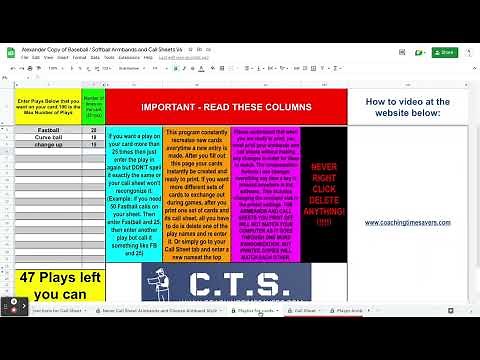 How to create baseball / softball armbands -- Baseball / Softball Armbands and Call Sheets V6 -