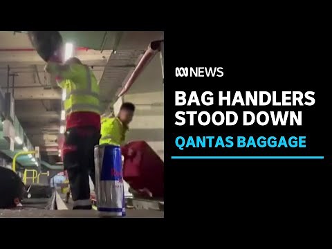 Baggage handlers filmed throwing Qantas luggage at airport stood down | ABC News