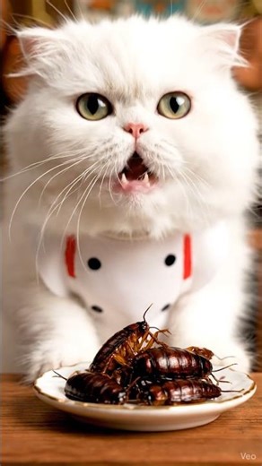 Cat Cook Cockroaches 🪳🤤 #cat #ai #shorts