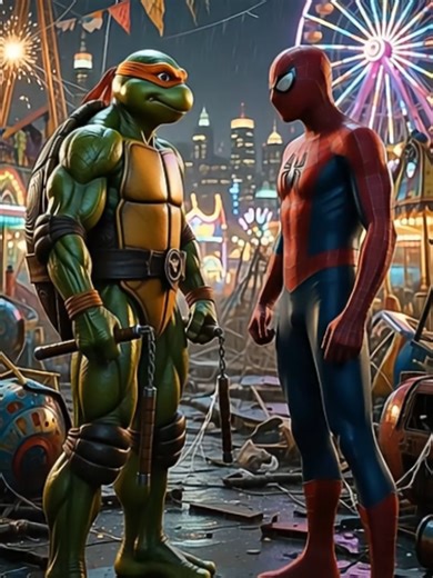 Michelangelo vs Spider-Man One fights with humor. The other fights with responsibility. Only one walks away. #tmnt #spiderman #marvel