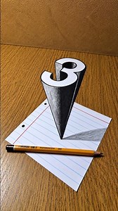 Amazing 3D Number (3) Real Illusion On Paper 😲 #3dart #3ddrawing #drawingtutorial #paperart #easy3d