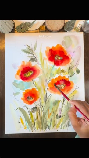 JUBILEE DAS• Atelier 🌸 on Instagram: "Loose watercolor florals painting! ♥️♥️♥️ #loosewatercolor #watercolorpainting #watercolorillustration #reels #reelsfb #fbreels #fyp #viralreelsシ #explorepage #aquarelle #reelsvideo #trendingreel"