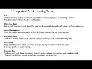 COST ACCOUNTING|PART2|CMA INTER|Important cost accounting terms chapter 1.2|ELEMENTS OF COST 1.3|
