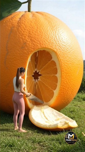 Orange House: Watch how this girl turns a huge orange into a home 🏡 #viral #trending #explore #fyp