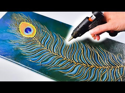 Can you make ART with a… Glue Gun?? STUNNING Peacock Feather | AB Creative Tutorial