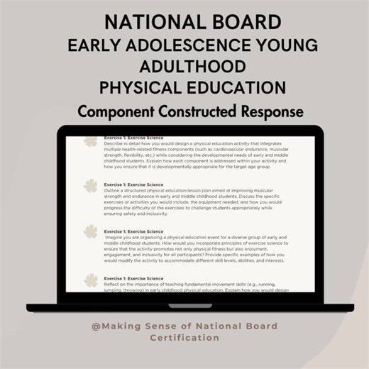 National Board EAYA PE | Component 1 Constructed Response Practice Prompts