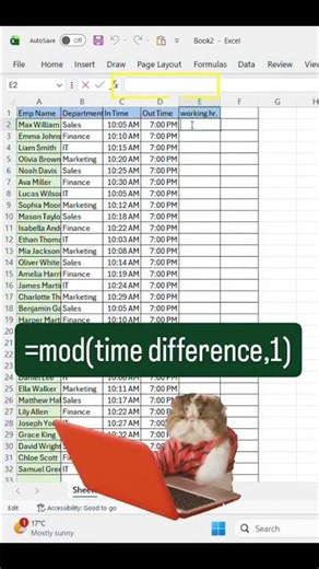 Calculate time difference in excel sheet, 99% don't know this #excel #timedifference