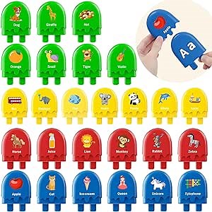 Alphabet Learning Toys 78 Pcs Ice Cream ABC Letter Matching Toy for Toddle Preschool Montessori Toy Smart Color Sorting Educational Toy for Kids 2 3 4 5+ Years Old