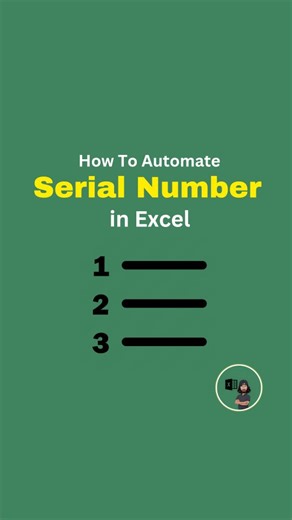 Excel Encyclopedia | Excel coach on Instagram: "How to Automate Serial Numbers in Excel💯 📩 Save this for later so you don't forget ✨ ✨Follow us on instagram for daily tips & tricks✨ #cheatsheets #excel #exceltips #exceltricks #googlesheets #spreadsheet #accounting #finance #corporate #tutorial"