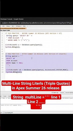 Multi-Line String Literals in Apex | Triple Quotes operators #Salesforce #apex