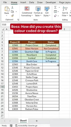 Create Colour Coded Drop-downs in Excel 💯 #excel #exceltips #learn #spreadsheet #cheatsheets