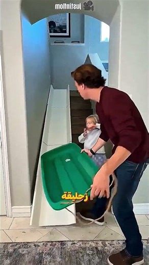 Dad turns a ladder into a slide and surprises his kids 😍🔥 #shorts