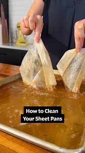 192K views · 1.8K reactions | Be honest, how many dirty sheet pans are in your oven drawer right now?  Alright, maybe they're clean, but not ✨sparkling✨ clean. Don't worry—Kelsey has three easy hacks to get those sheet pans looking as good as new! Head to the link in the @allrecipes bio for more of our sheet pan tips and tricks. 﫧識 六‍: Kelsey Riley (@plantedinthekitchen) #sheetpans #sheetpancleaning #cleaning #cleaninghacks #hacks | Allrecipes | Facebook