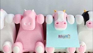 Animal White Sticky Note Dispenser Pop up Notes Holder with Pen Holder for Desk Office School, 3x3 In, Pink, C22