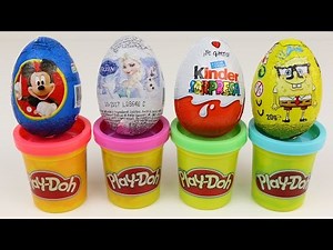 Spongebob kinder Surprise Eggs Play Doh Frozen Peppa Pig Mickey Mouse egg