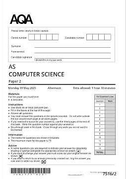 2025 AQA As Level Computer Science Paper 2 7516 2