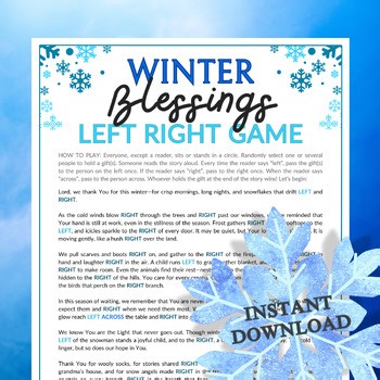 Winter Blessings Left Right Game: Christian Group Story Activity