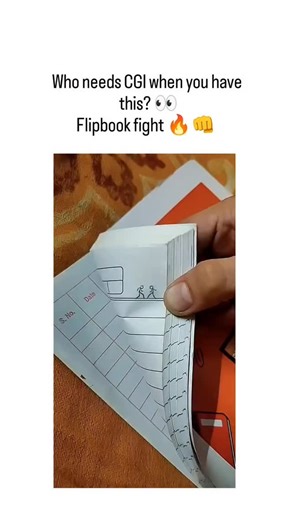 Fun Life on Instagram: "This instagram reel showcases a creative flipbook animation made from a notebook, where hand-drawn stick figures engage in a fight sequence, demonstrating a low-tech yet effective animation technique that predates digital CGI. - Flipbook animation, a traditional method where sequential images are drawn on the corners of paper pages and flipped rapidly to create motion, has historical significance in the development of animation, with early examples dating back to the 19th