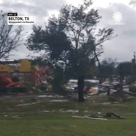 26K views · 383 reactions | A resident in Belton captured this video after a tornado accompanied by powerful winds blew through the Texas town on Wednesday. Wednesday was the 17th consecutive day of widespread severe weather in the United States, a streak that began on May 5. | AccuWeather | Facebook