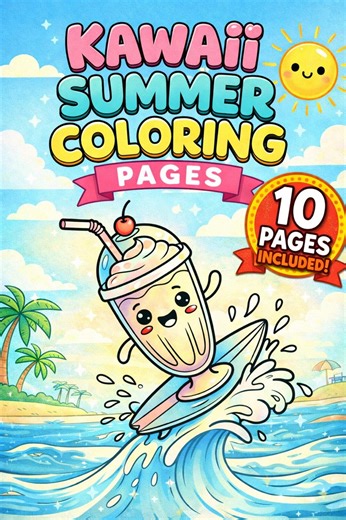 Kawaii Summer Coloring Pages Printable, Cute Food Coloring Pages for Kids, 10 Pages PDF, Ice Cream Dessert Coloring Book, Instant Download - Etsy