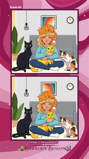 🐱💛 Cuddle Up Challenge! Can You Spot the 3 Differences? 💛🐱 This cozy cat-lover is absolutely smothered in snuggles — one cat in her lap, one on her shoulder, and yes… one sitting proudly on her head 😂🐾 But hidden in all this fluffy chaos are 3 sneaky differences waiting to be found 👀✨ 🧠 Focus your eyes ⏱️ Time yourself 👇 Comment how fast you spotted all 3 🐈 Tag a fellow cat-cuddler who would LOVE this puzzle Ready to test your cat-level observation skills? Let’s go! 😻 #SpotTheDifferen