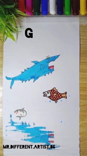 Wow!🐠 Draw A Cute Fish Using Letter G | Easy Drawing For everyone #shorts"