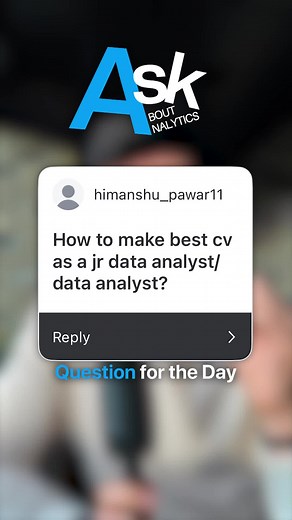 📊 Ask About Analytics! Every Wednesday, I answer your questions about analytics! From career growth to tools and mindset. Think of it as your weekly boost to think, analyze, and communicate like a pro 👨🏻‍💻 🎯 Today’s question: “How to make the best CV as a junior data analyst?” The secret? Show, don’t tell. Recruiters remember outcomes, not buzzwords 💼 💬 Drop your question for next week’s episode below! 👀 Follow @loresowhat for more weekly analytics insights. #AskAboutAnalytics #DataAnaly