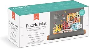 Galison Puzzle Mat from - Non-Slip Felt Mat (36 x 25), 3 Elastic Straps and Two Piece Cardboard Cylinder for Storing Puzzle Pieces on The Go. Made by Us, with Our Puzzle Fan!