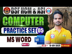 BSF HCM Computer Class | BSF Computer Practice Set #05 | MS Excel | BSF ASI Comp By Shivam Sir